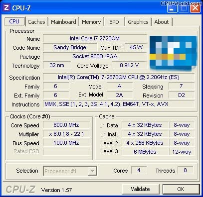 Amazon | I7-2670QM SR02N ラップトップ CPU 使用 4 コア 8 スレッド